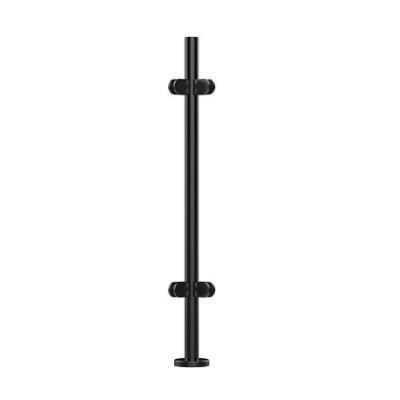 42.4mm glass balustrade black round posts