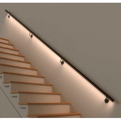 Black handrail with LED lights